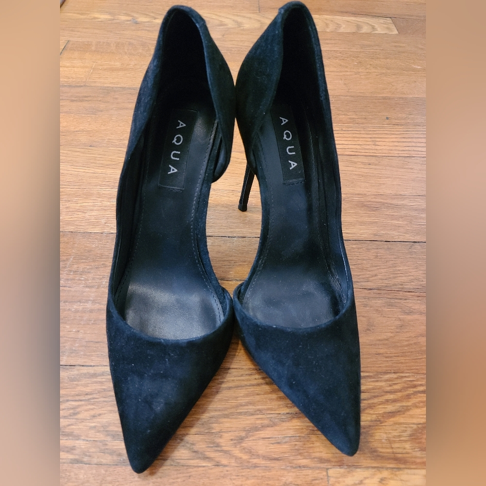 Aqua Black Suede Stiletto Heels